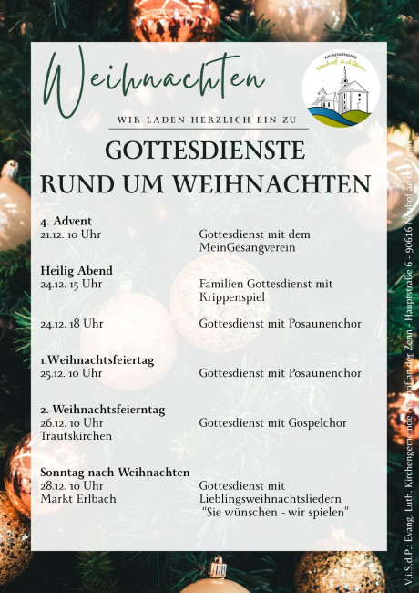 Gottesdienste rund um Weihnachten